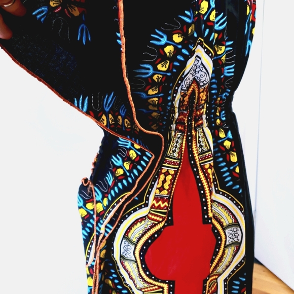 African Dress Wax Print Red & Black - Picture 7 of 7